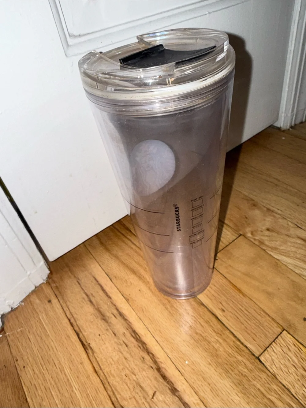 Starbucks Clear Tumbler with Green Logo and Black Lid